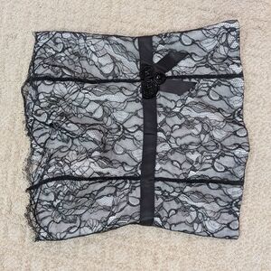 Ann Taylor Black Lace Bandeau Camisole with Rosette Ribbon